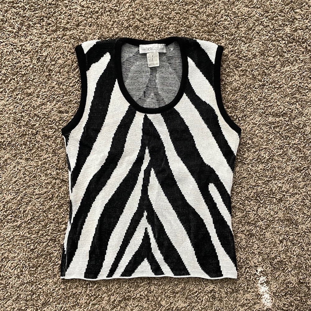 White House Black Market Zebra Sweater Tank